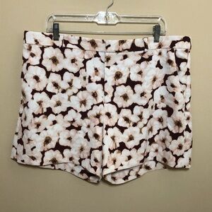 Banana republic clean floral ivory wine shorts spring summer